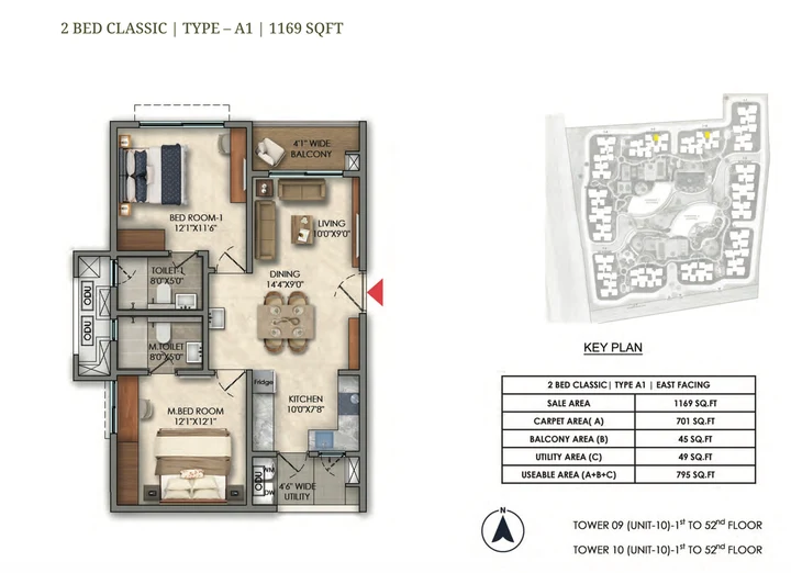 2 BHK Classic A1 floor plan